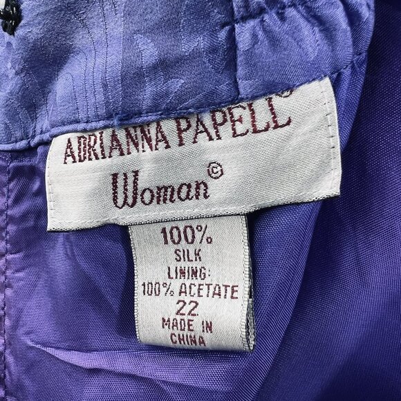 Adrianna Papell Womens Straight Skirt 22 Blue 100%‎ Silk Rear Zip Lined Vintage - Picture 6 of 9